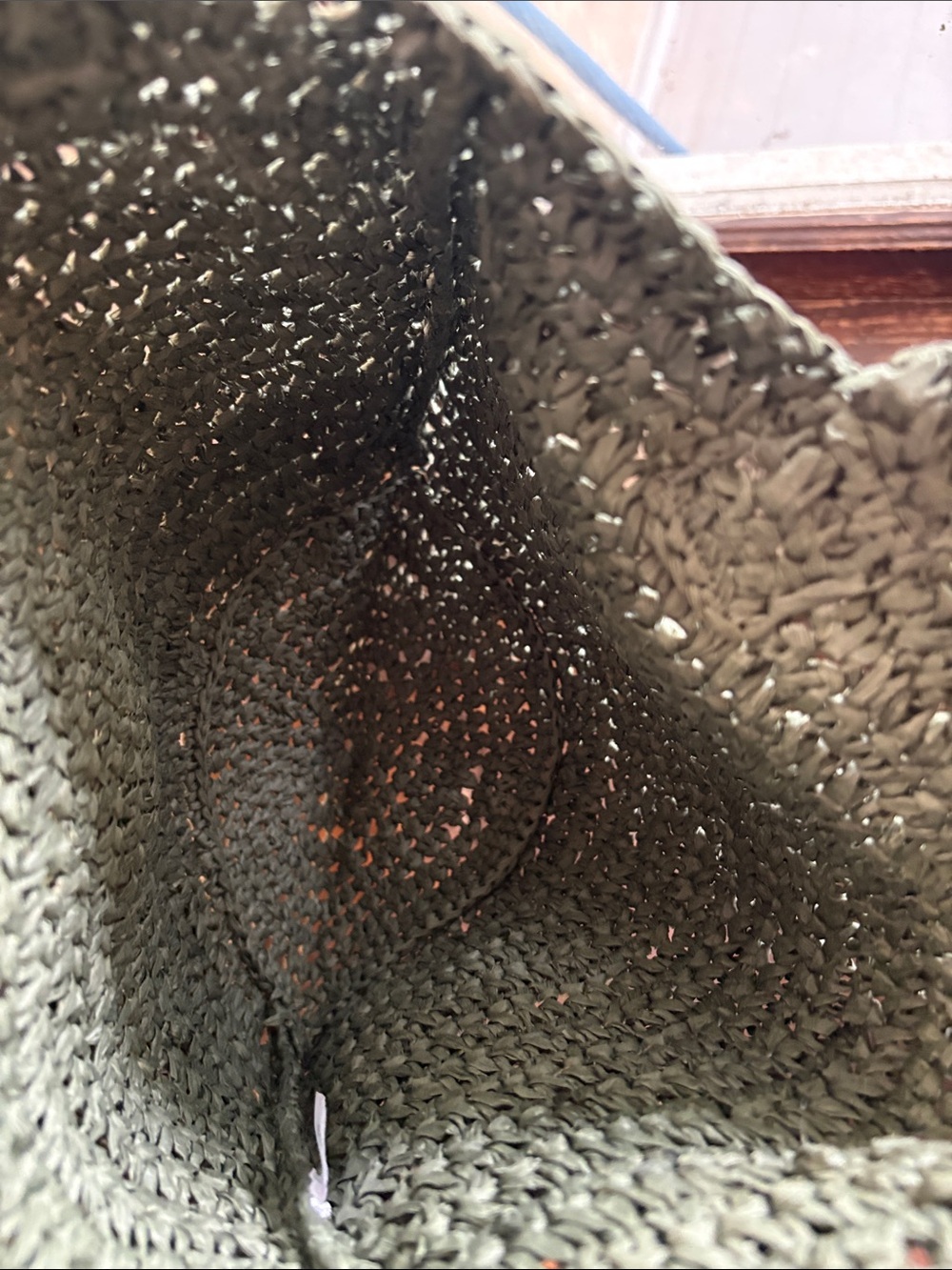 Olive Green Crochet Tote Bag - Picture 4 of 4